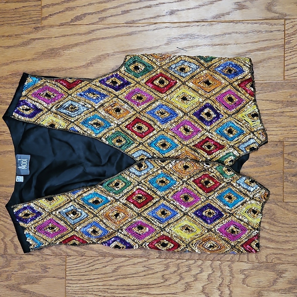 Vintage Modi Sequined Colorful Vest 80's 90's Y2K Women's Size Small Size Small